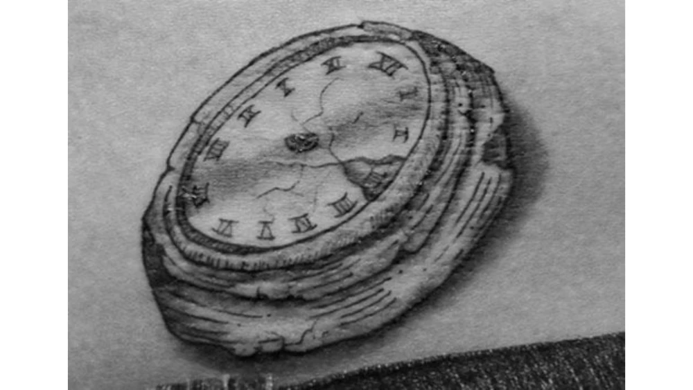 Clock with no hands tattoo